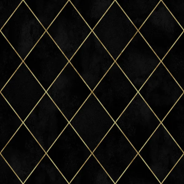 Acquerello Velluto Nero Argyle Astratto Modello Geometrico Plaid Senza Cuciture — Foto Stock