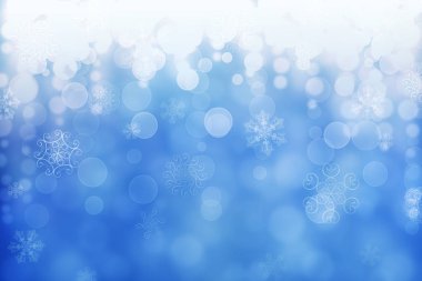 Noel bulanıklık kış düşen kar mavi mor yatay bokeh arka plan benzersiz kar taneleri. Güzel parlak ışıklar bulanık. Noel ve yeni yıl tatilleri arka plan. Metin için yer.