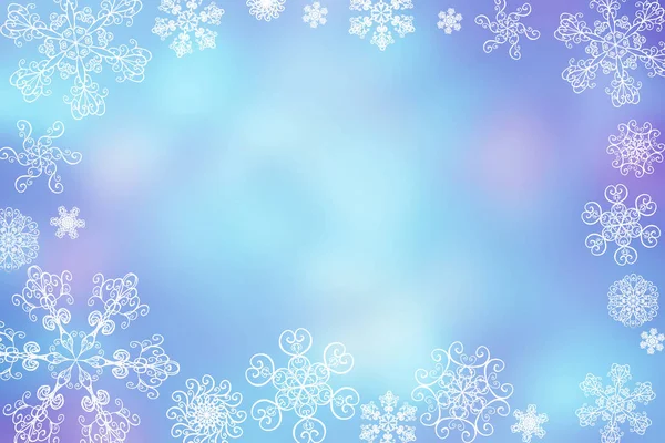 Christmas Abstract Blur Winter Falling Snow Blue Purple Horizontal Bokeh — Stock Photo, Image