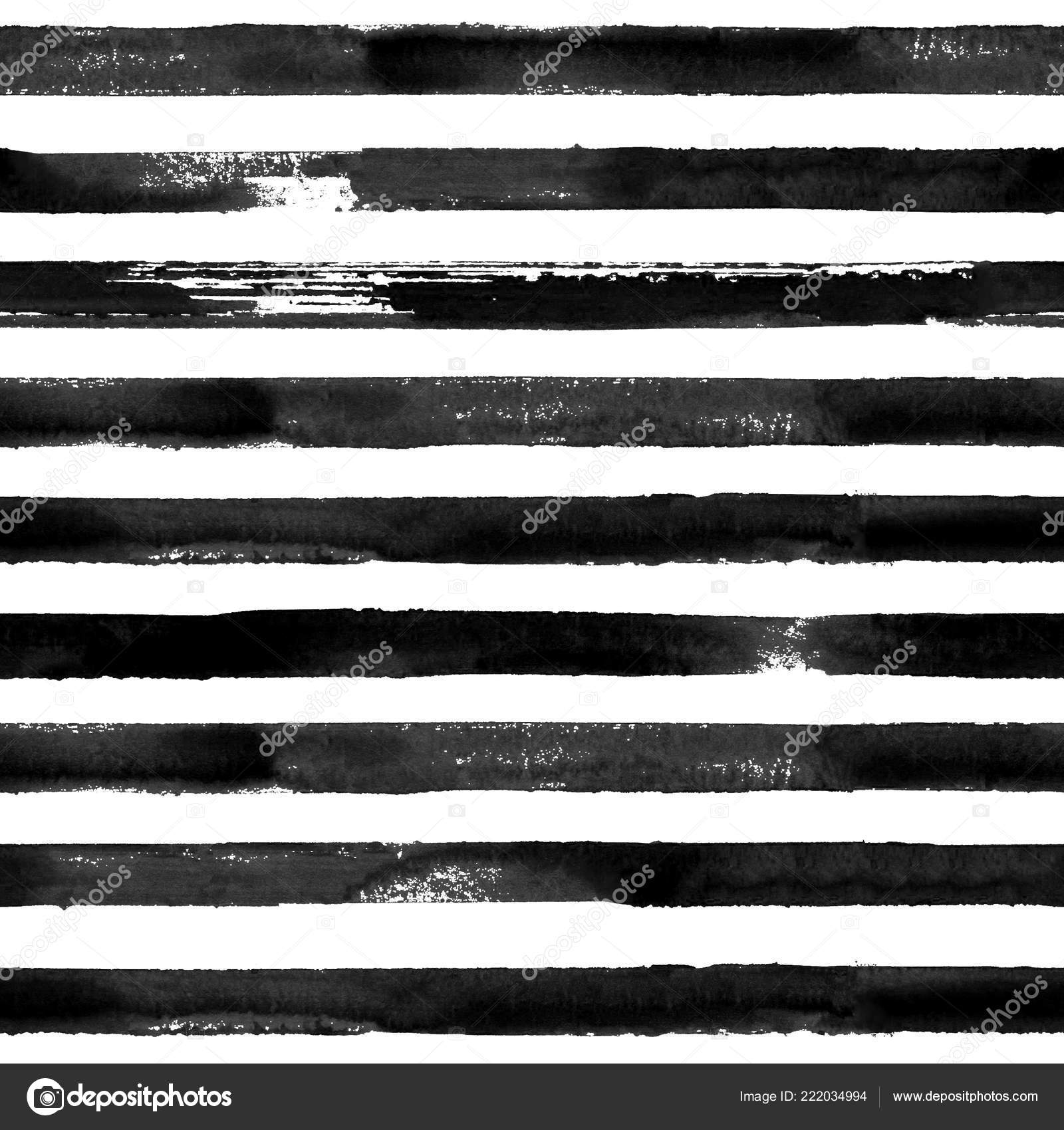 Black White Watercolor Hand Drawn Striped Seamless Pattern White Black White Watercolor Hand Drawn Striped Seamless Pattern White