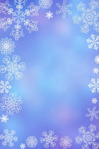 Navidad Abstracto Borroso Invierno Cayendo Azul Nieve Púrpura Vertical Bokeh — Foto de Stock