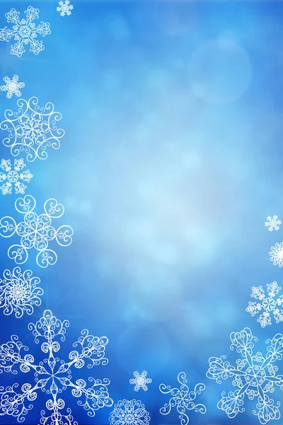 クリスマス抽象は ユニークな雪の結晶冬落ちる青い雪紫垂直ボケ背景をぼかし 美しい光沢のあるライトをぼやけています クリスマスと新年の祝日の背景 テキストのためのスペース — ストック写真
