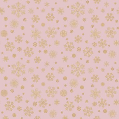Kış pembe el çekilmiş seamless modeli altın güzellik kar taneleri ile yazdırma. Altın kar kristalleri ile lüks arka plan. Mutlu yıllar, mutlu Noeller kavramı. Baskı Tekstil, duvar kağıdı, ambalaj için.