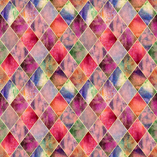 수채화 아가일 추상적인 기하학적 패턴입니다 수채화 손으로 다채로운 배경입니다 포장지 — 스톡 사진