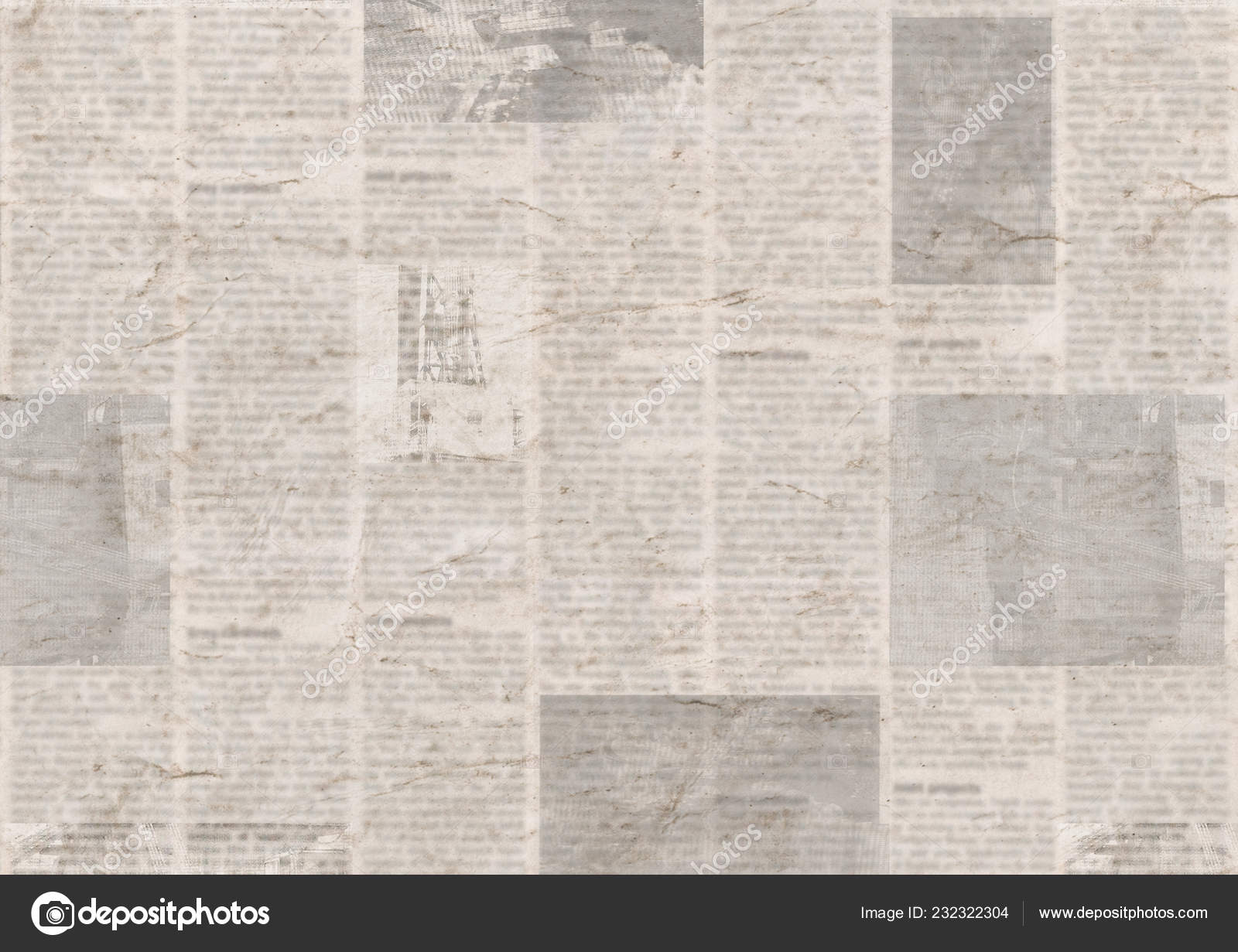 Old grunge unreadable vintage newspaper paper texture seamless