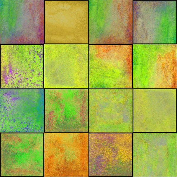 Modello Geometrico Astratto Senza Cuciture Multicolore Verde Giallo Arancio Disegnato — Foto Stock
