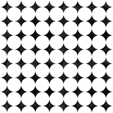 Soyut geometrik seamless modeli. Siyah ve beyaz minimalist tek renkli sulu boya resimle basit şekiller ve resimler. Suluboya şekilli doku daireler. Baskı Tekstil, duvar kağıdı, ambalaj için