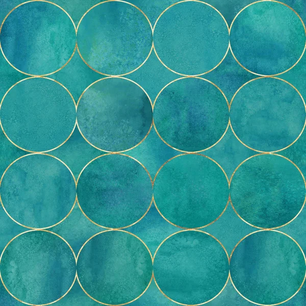 Abstract Aquarel Achtergrond Met Teal Turkooise Kleur Cirkels Aquarel Hand — Stockfoto