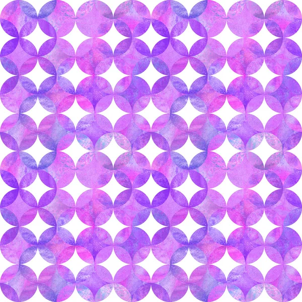 抽象水彩背景与粉红色紫色重叠圈子在白色 水彩手绘无缝图案 水彩圆形纹理 纺织品 包装印刷 — 图库照片
