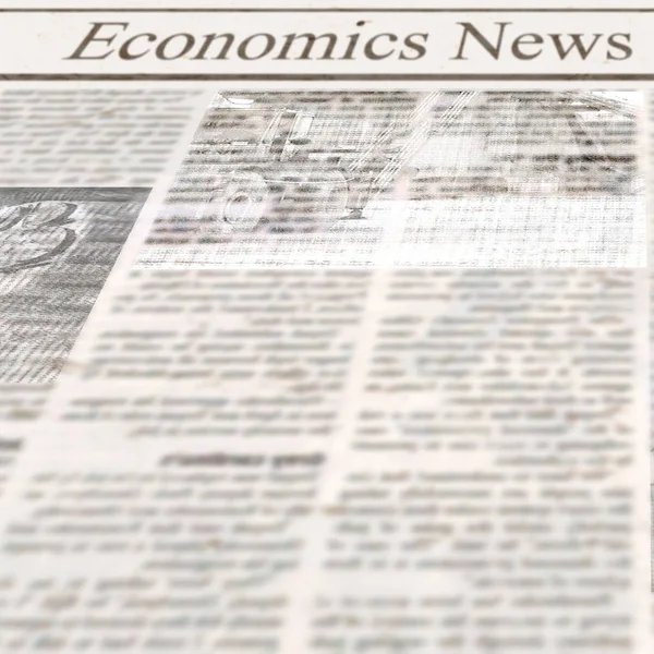 Jornal Com Manchete Economics News Texto Antigo Ilegível Vintage Grunge — Fotografia de Stock