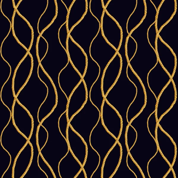 Altın Zincir Glamour Dikişsiz Desen Illüstrasyon Siyah Arka Plan Üzerine — Stok fotoğraf