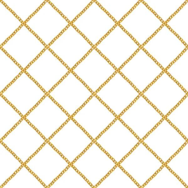 Gouden Ketting Glamour Naadloze Patroon Illustratie Aquarel Hand Getrokken Mode — Stockfoto