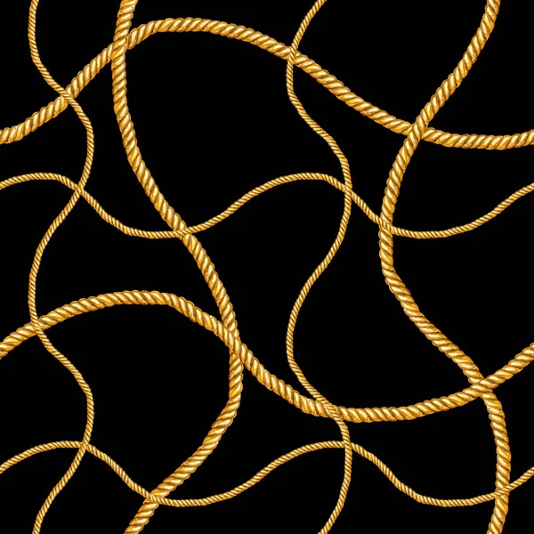 Gouden ketting glamour naadloze patroon illustratie. Aquarel textuur met gouden kettingen. — Stockfoto