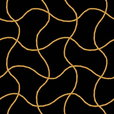 Altın zincir glamour Dikişsiz desen illüstrasyon. Altın zincirlerle suluboya doku.