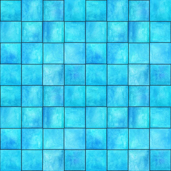 Pola geometris abstrak mulus dengan persegi. Karya seni cat air berwarna . — Stok Foto