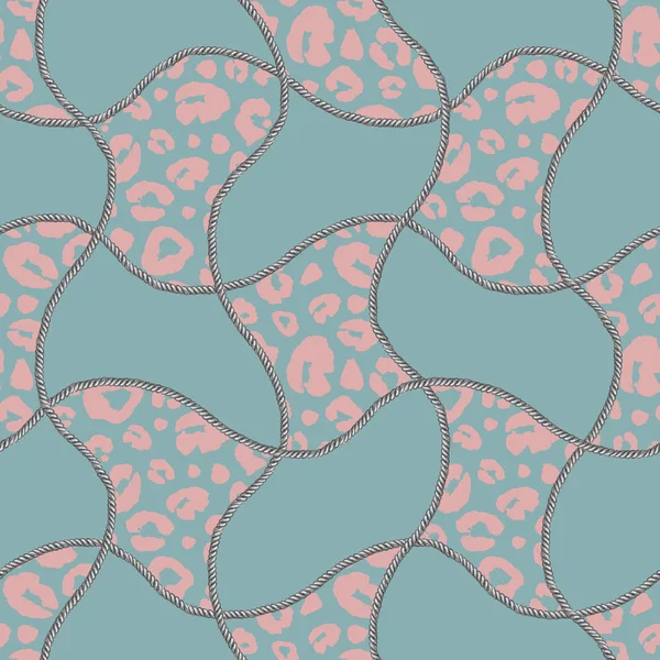 Zilveren ketting glamour luipaard bont naadloze patroon illustratie. Aquarel textuur met kettingen. — Stockfoto