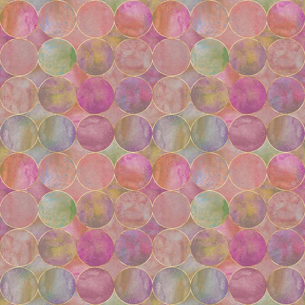 Abstrakt akvarell bakgrund med multicolor cirklar. Akvarell hand dragna sömlösa mönster — Stockfoto