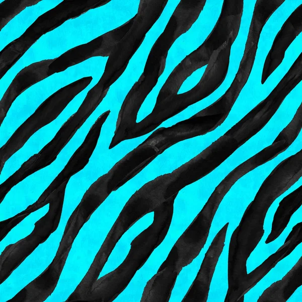 Black and blue turquoise abstract zebra striped textured seamless pattern