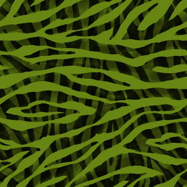 Zwarte en groene abstracte zebra gestreepte naadloze structuurpatroon — Stockfoto
