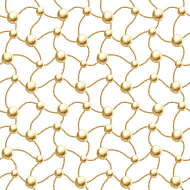 Altın zincir glamour Dikişsiz desen illüstrasyon. Altın zincirlerle suluboya doku.