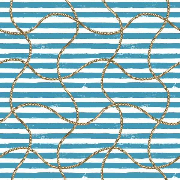 Seamless mönster havet nautiska illustration. Akvarell handritad mode textur med rep. — Stockfoto