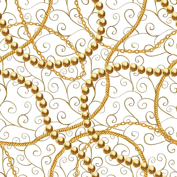 Catena d'oro glamour stile barocco senza soluzione di continuità modello di sfondo . — Foto Stock