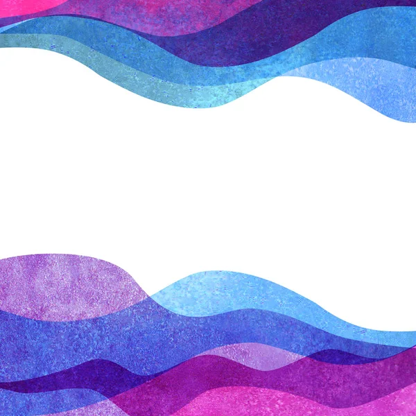 Aquarel transparante Wave paars blauw roze gekleurde achtergrond. Aquarel handgeschilderde golven illustratie — Stockfoto