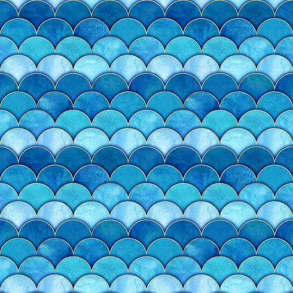 Zeemeermin vis schaal Golf Japanse naadloze patroon — Stockfoto