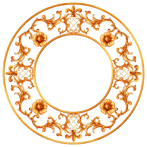 Elementos de estilo barroco. Acuarela dibujada a mano vintage grabado floral scroll filigrana diseño marco . — Foto de Stock