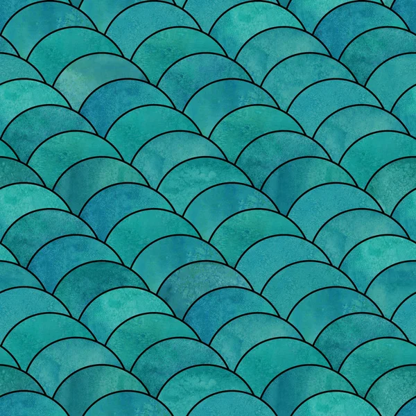 Abstrato geométrico peixe escala onda japonês sem costura padrão — Fotografia de Stock
