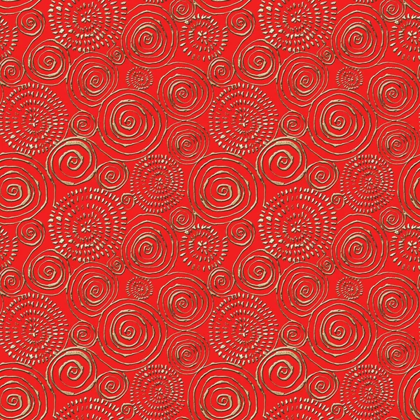 Soyut Pürüzsüz Desenli Kırmızı Arka Planda Altın Parıltılı Akrilik Yuvarlak — Stok fotoğraf