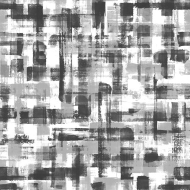 Soyut grunge geometrik şekiller çağdaş sanat siyah ve beyaz pürüzsüz desenli arka plan. Suluboya el fırça darbeleri dokuyu çizer. Tekstil, duvar kağıdı ve ambalaj için suluboya baskı.