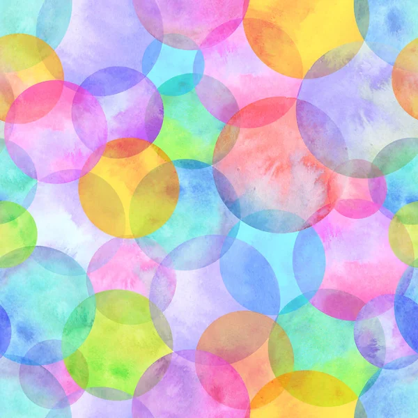 Circles Multi Colored Neon Watercolor Seamless Pattern Abstract Watercolour Background — Stock Photo, Image