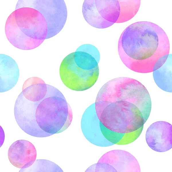 Cirkels Multi Gekleurde Aquarel Naadloos Patroon Abstract Aquarelachtergrond Met Kleurrijke — Stockfoto