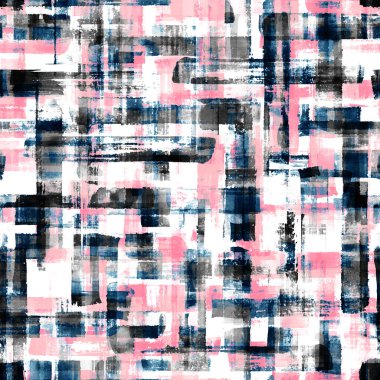 Soyut grunge geometrik şekiller çağdaş sanat siyah pembe pürüzsüz desenli arka plan. Suluboya el rengarenk fırça darbeleri dokuyu çizer. Tekstil, duvar kağıdı ve ambalaj için suluboya baskı