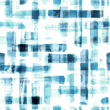Soyut grunge çapraz geometrik şekiller çağdaş sanat teal rengi dikişsiz desen arkaplanı. Suluboya el rengarenk fırça darbeleri dokuyu çizer. Tekstil, duvar kağıdı ve ambalaj için suluboya baskı