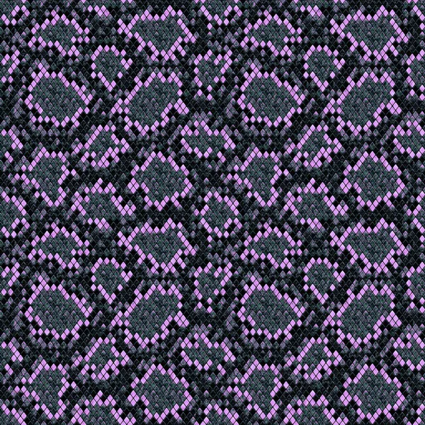 Snakeskin seamless pattern. Black and pink reptile repeating texture. Textured snake skin fashionable background. Fashion and stylish animal print for textile, fabric, wallpaper, wrapping.