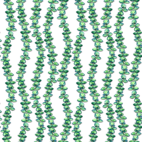 Детский Синий Эвкалипт Ветви Белом Фоне Акварели Бесшовный Узор Акварель — стоковое фото