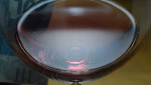 ワインのグラスの後ろにブラジルの通貨 — ストック動画