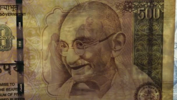 甘地在印度钞票上的画像 — 图库视频影像