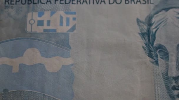 Primer Plano Billete Brasileño 100 Reales — Vídeo de stock