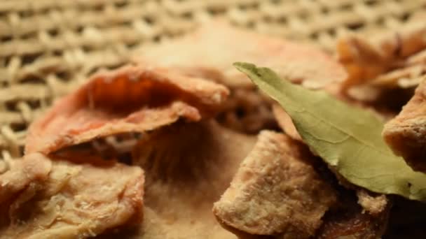Ciccioli with bay leaf. Typical snack from Emilia Romagna — Stock Footage Ciccioli Bay Leaf Typical Snack Emilia Romagna Royalty Free Stock Video