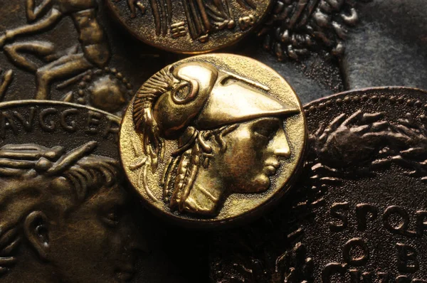 Κοντινό Πλάνο Αρχαίο Μικτό Νόμισμα — Φωτογραφία Αρχείου