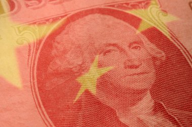 Çin bayrağıyla Amerikan Doları