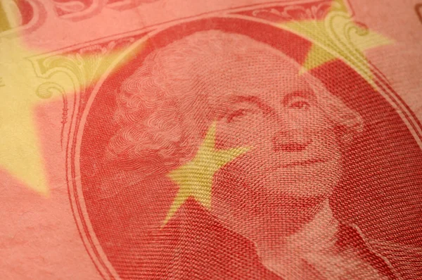 Dólar Estadounidense Con Bandera China — Foto de Stock