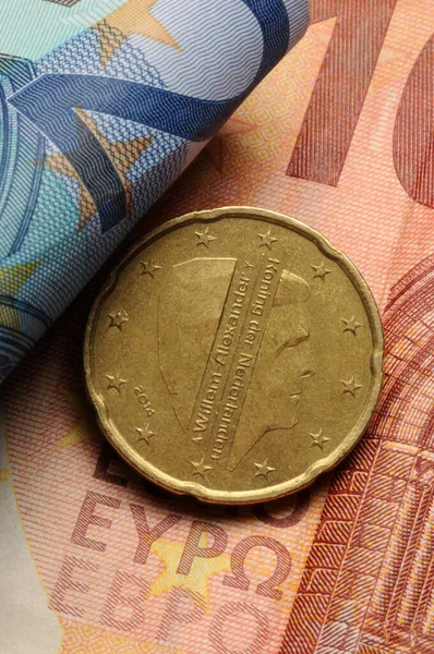 Moneda Neerlandesa Euros Billetes — Foto de Stock