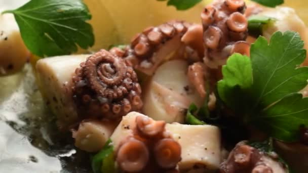 Ensalada Pulpo Con Perejil Limón — Vídeo de stock