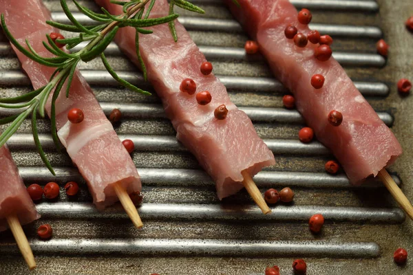 Arrosticini Sin Cocer Carne Ovino — Foto de Stock