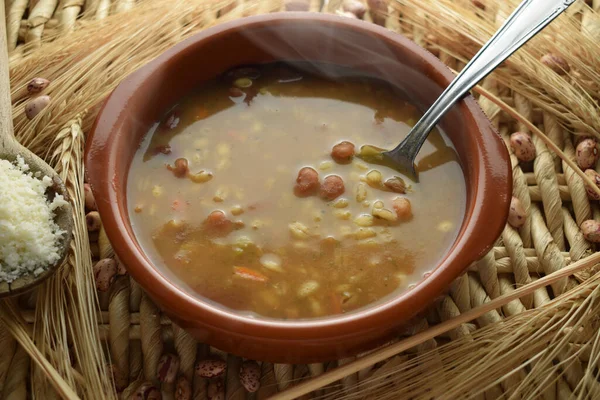 Hot Barley Vegetable Soup — Stock Photo, Image