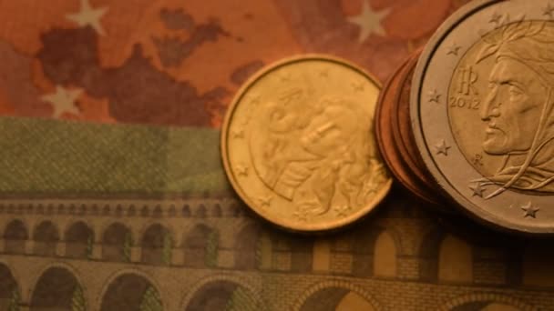 Närbild Den Italienska Euron — Stockvideo
